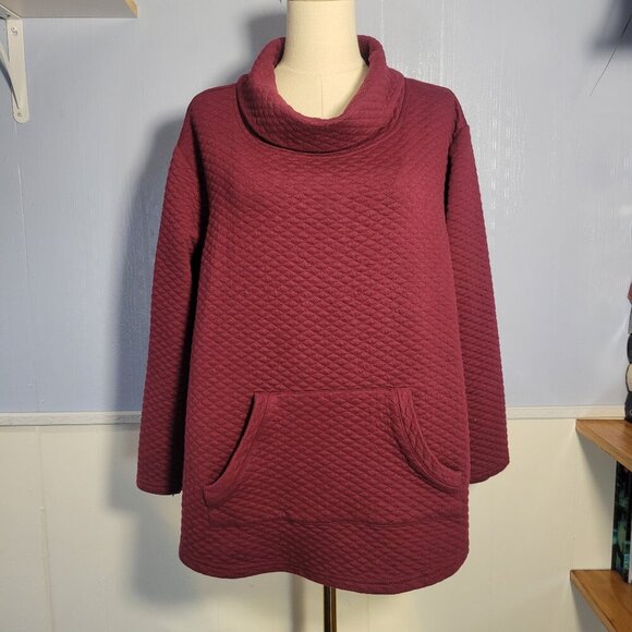 Croft & Barrow 2X Maroon Burgundy Longsleeve Cowl Neck Pullover Sweatshirt - Picture 1 of 10